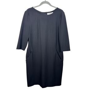 MM Lafleur Etsuko Sheath Dress Black Size 14 Classic Career Knee Length EUC